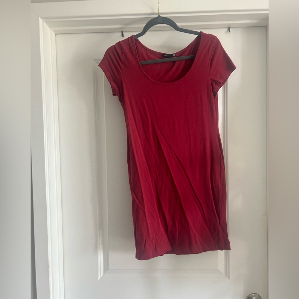 Cotton burgundy red dress